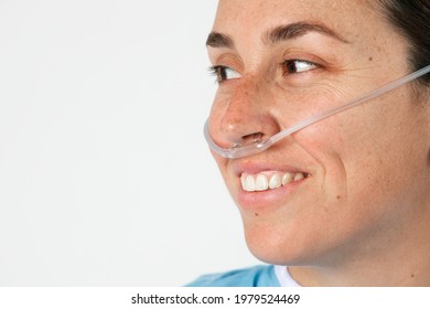 Sick Female Patient With A Nasal Cannula