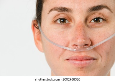 Sick Female Patient With A Nasal Cannula