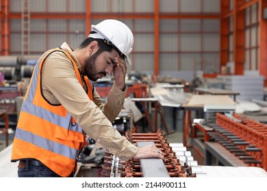 Sick Industrial Engineer Worker Touch His Forehead with Dizziness Symtom - Powered by Shutterstock