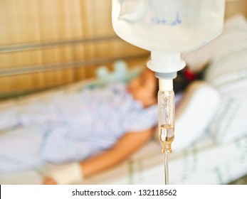 Sick Little Girl In Hospital Bed