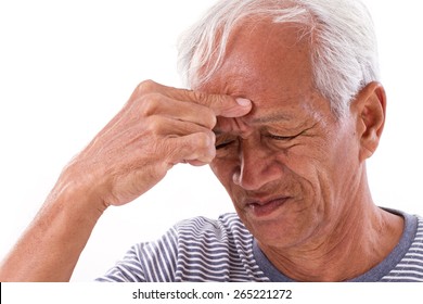 Sick Old Man Suffering From Headache, Migraine, Dementia, Mental Disorder Problem