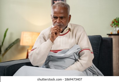 Sick Old Man Woke Up In The Middle Of Night While Sleeping Due To Fever And Cough