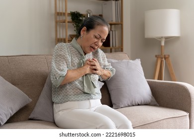 Sick Old Senior Woman Suffering From Stomachache, Diarrhea, Constipation, Food Poisoning, Stomach Cancer Concept