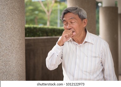 Sick Senior Man Coughing, Old Man Cough