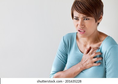 Sick Woman With Sudden Heart Attack Symptom