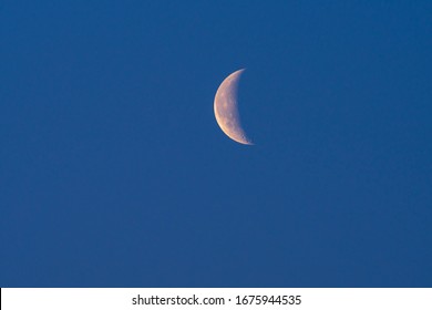Sickle of the young moon in the morning sky