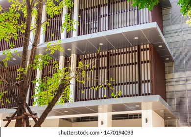 Side Of Building With Wooden Batten 