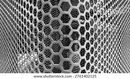 Side Corner View Of Decorative Perforated Metal Mesh Galvanized Steel White Hexagon Pattern