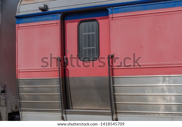 Side Exit Door Red White Blue Stock Photo Edit Now 1418545709