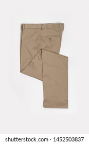 Side Folded Men's Trousers. Isolated Top View