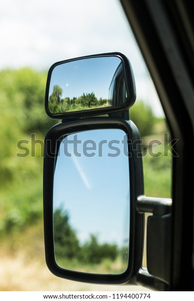 Side mirror of a\
truck