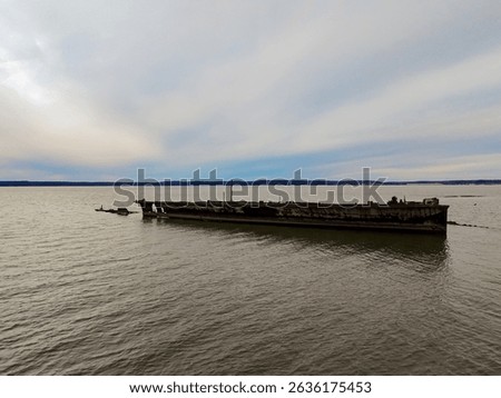 Side panoramic shot showcasing the Mallows Bay Potomac River National Marine Sanctuary, with the sky in the background