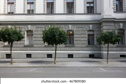 Side parking city street view