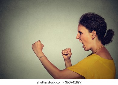 Side Profile Angry Screaming Woman