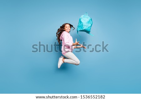 Similar – Image, Stock Photo Preteen girl in hoodie standing near green trees