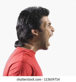 Side Profile Of A Man Shouting