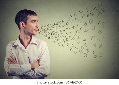 Side Profile Man Talking Alphabet Letters Stock Photo (Edit Now) 367462400