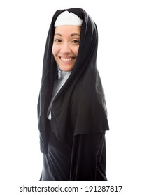 Side Profile Of A Young Nun Smiling