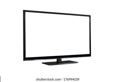 Side Shot Of Plasma Tv Screen Isolated On White Background