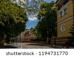 Wrocław side stree with path and trees