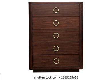 Side Table Or Console Wood Table With Drawers On Isolated White Background