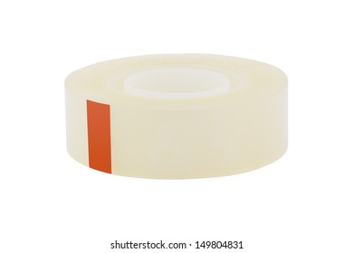 Side Transparent Tape Roll On White Background.