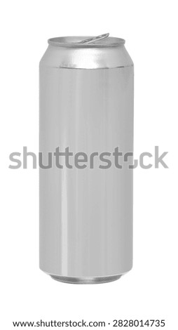side view of Aluminum pull-tab cans, mostly tall beer cans, have a volume of 500 milliliters isolated on white background. This has clipping path.