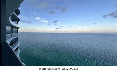 Side view of the Atlantic Ocean at the Ritz Carlton Residences in Sunny Isles Beach, Florida