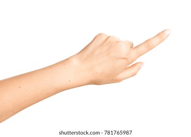 Side view of beautiful relaxed right female hand palm with neutral manicure isolated on white background. Detailed closeup studio shot. - Shutterstock ID 781765987