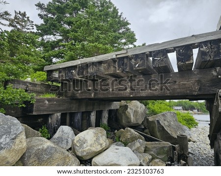 Image, Stock Photo rocky beach section with hotel facilities panorama on the coast of Benalmádena, in Andalusia, Spain