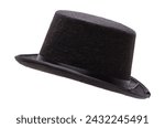 Side View of a Black Bowler Hat Cut Out on White.