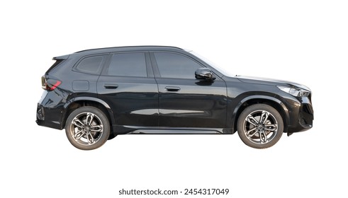 Side view of black hatchback car is isolated on white background with clipping path. - Powered by Shutterstock