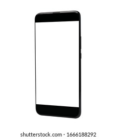 Side view. Black smartphone with blank touch screen. Isolated with clipping path on white background - Shutterstock ID 1666188292