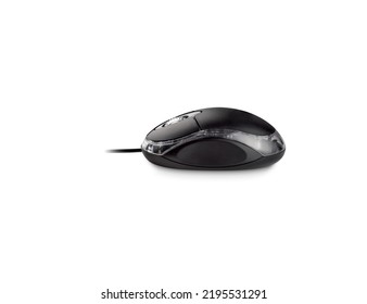 Side View Of Black And Transparent Computer Mouse, Isolated On White