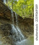 Side view of the Blue Hen Falls in Cuyahoga Valley National Park in Ohio 