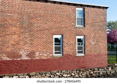side view of a brick building 