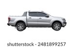 Side view of bronze or white pickup truck is isolated on white background with clipping path.