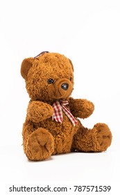 Side View Of Brown Teddy Bear On White Background