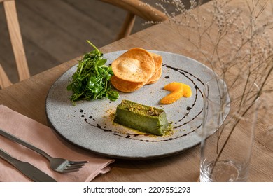 Side view of a chef gourmet dish. Beautiful and tasty food on a plate. - Shutterstock ID 2209551293