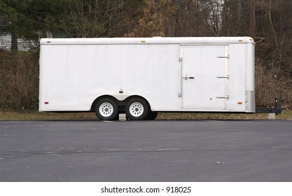 Side View Of A Clean White Trailer