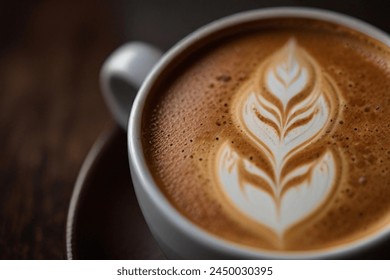 Side view of a coffee cup with latte art. - Powered by Shutterstock