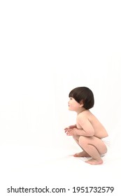 Side View Of A Crouching Toddler