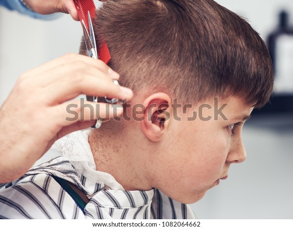 Side View Cute Boy Getting Haircut Stock Photo Edit Now