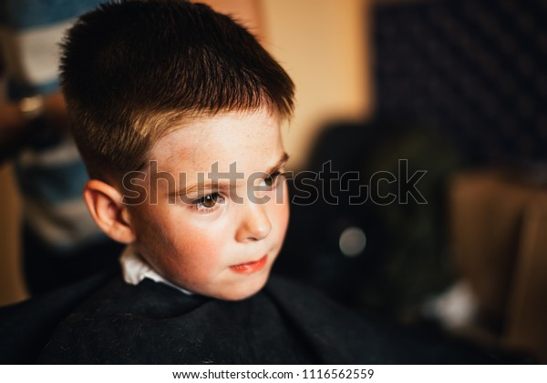 Side View Cute Little Boy Getting People Stock Image