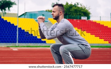 Similar – Image, Stock Photo Man jumping against cloudy sky