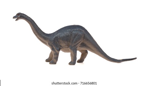 Side View Diplodocus Toy On A White Background