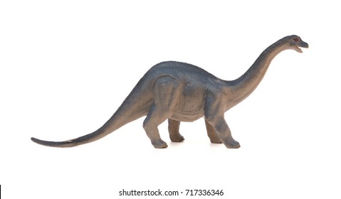 Side View Diplodocus Toy On A White Background