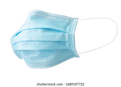 side view . Doctor Medical face blue mask protection Corona virus on white isolated With clipping path