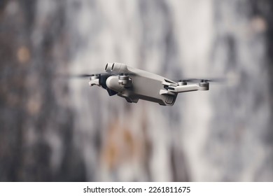 Side view of a drone in flight