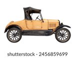 Side view of an early twentieth century American car isolated on a white background